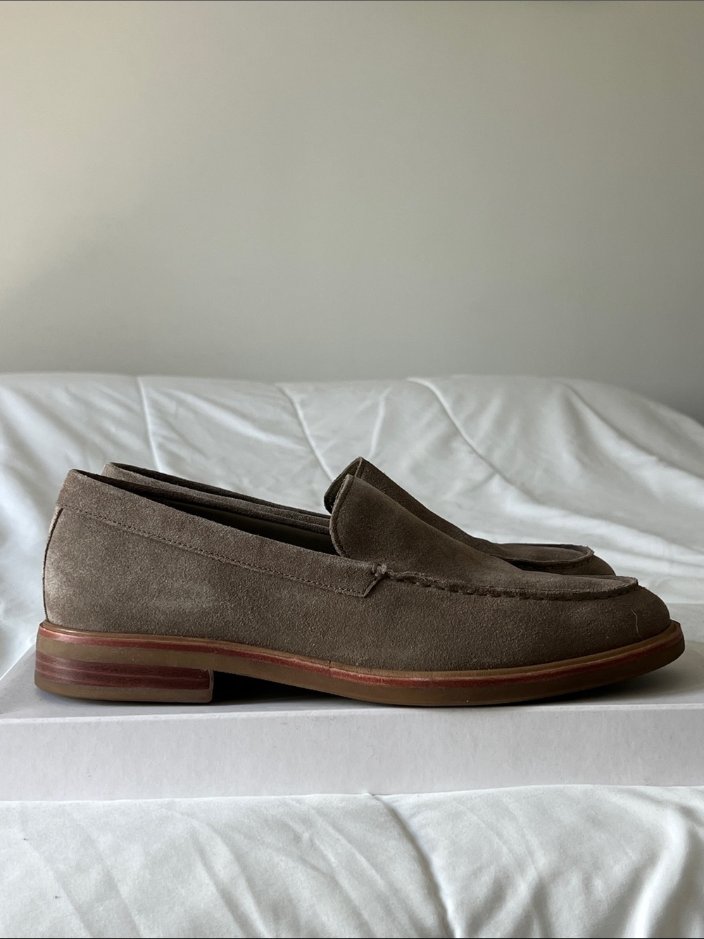 Vince Taupe Suede Slip-On Loafers - Picture 6 of 8